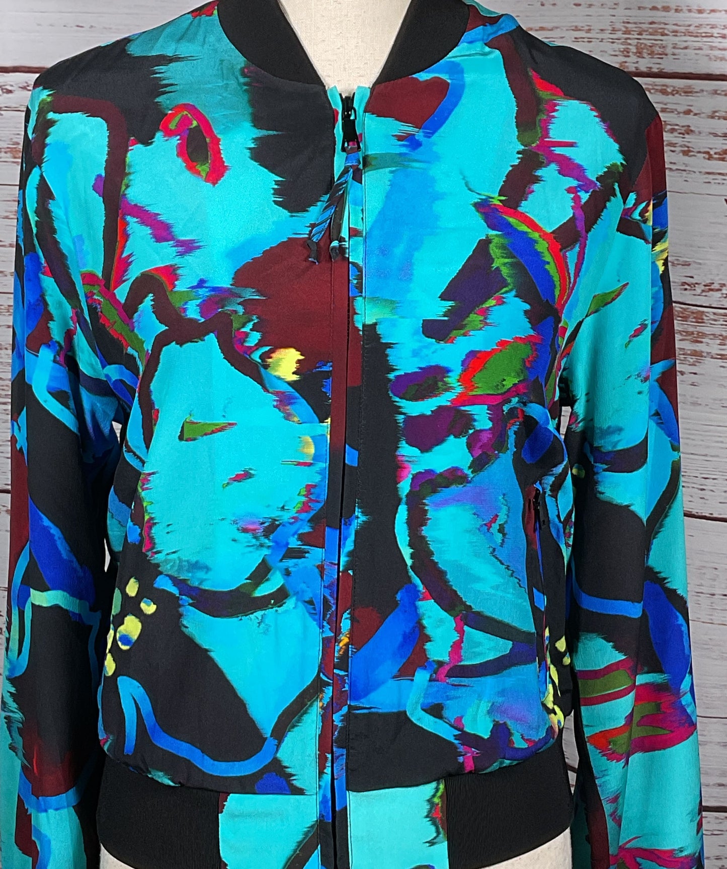 Robert Graham Silk Graphic Bomber Jacket Multicolor S