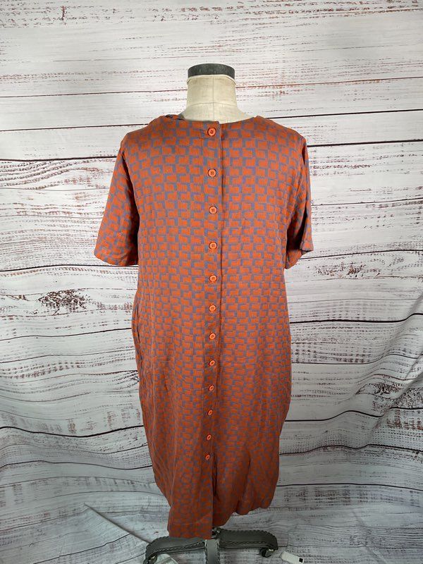 Ace & Jig Women's Shirt Dress Geometric Orange & Blue - Size XL