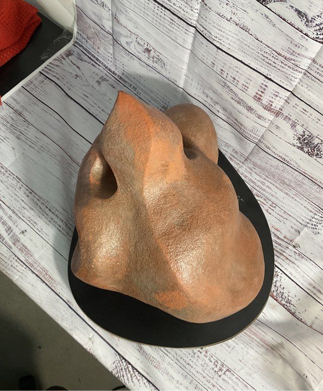 Vintage Stoneware Art Sculpture Abstract Rock Formation on Rotating Base