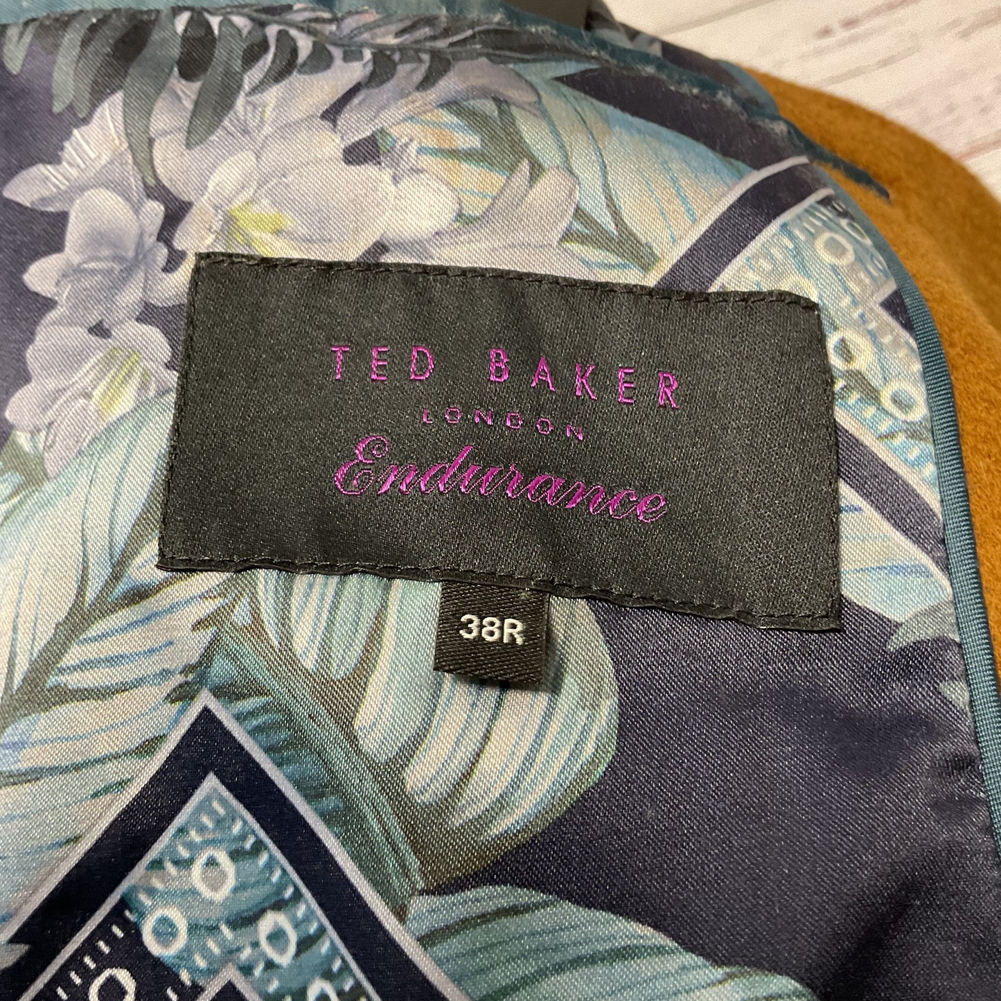 Ted Baker Camel Brown Wool 3 Button Overcoat - Size 38R