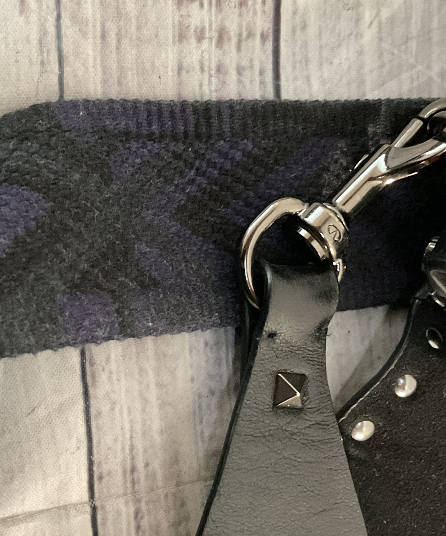 Valentino Leather Rolling Rockstud Guitar Strap Shoulder Crossbody Bag Black