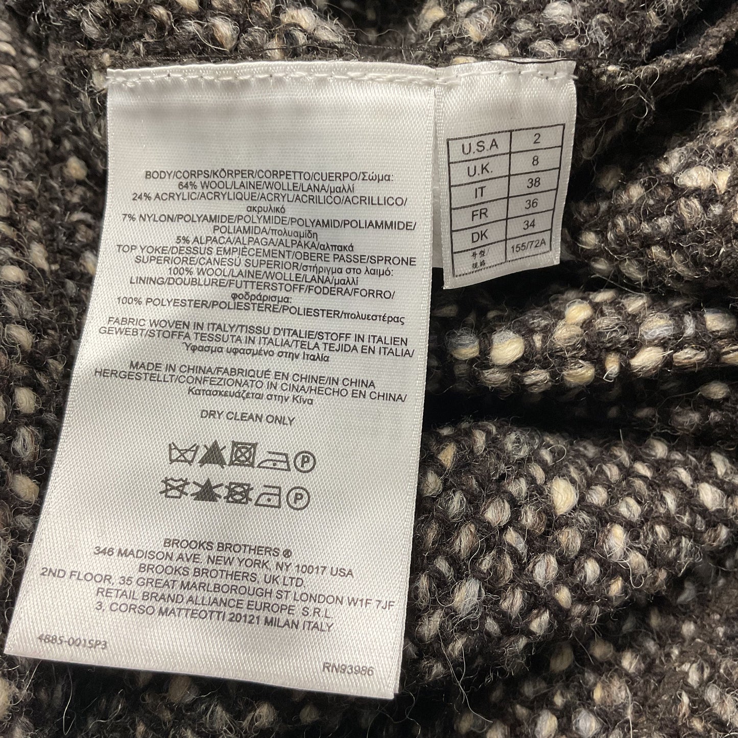 Brooks Brothers Boucle Wool Blend Tweed Brown Grey Dress - Size 2