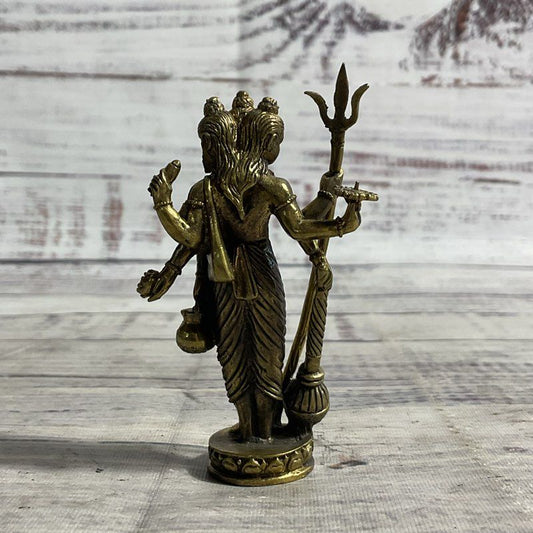 Vintage Bronze Lord Dattatreya 1.5" Hindu Mini Idol