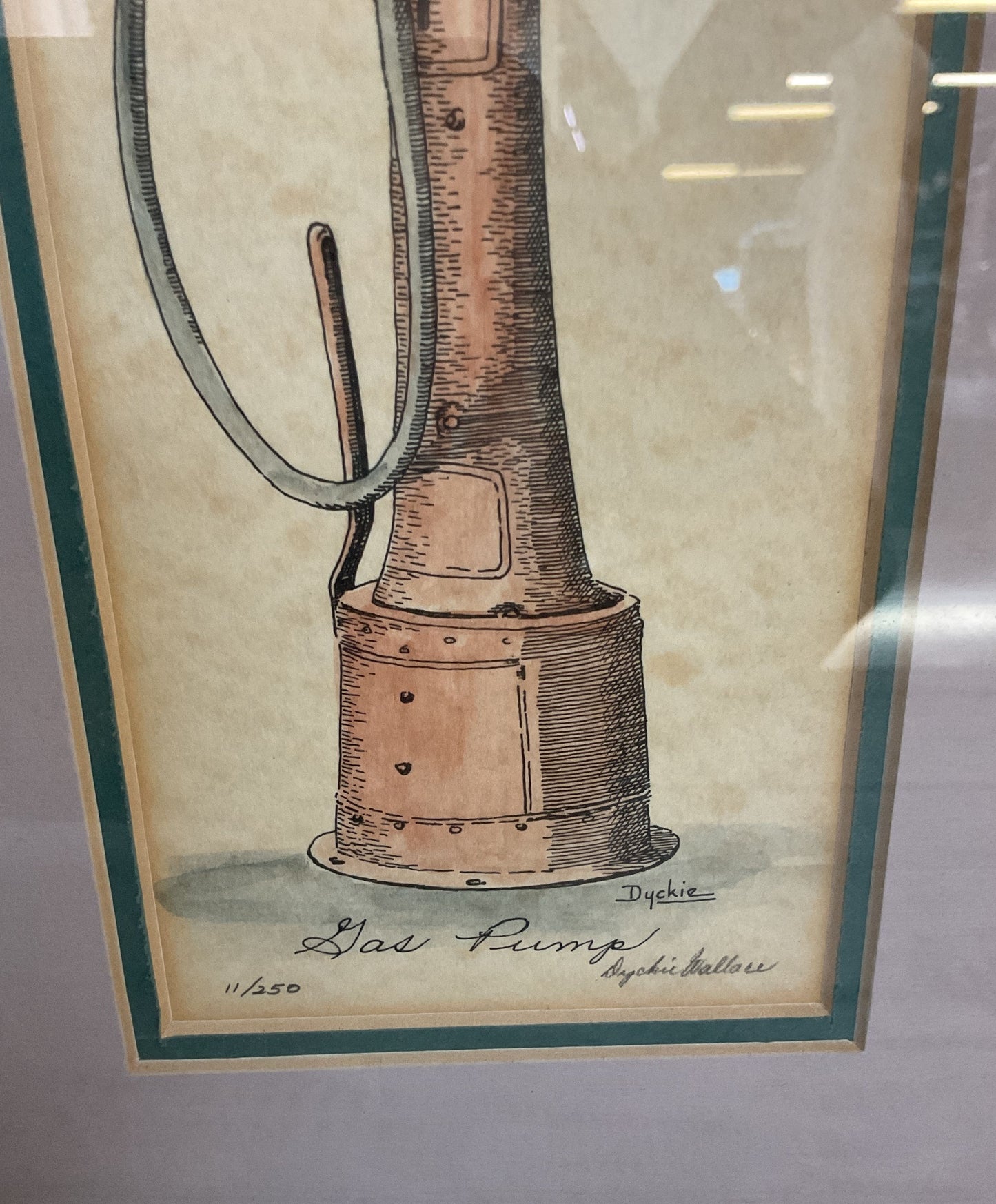 Dyckie Wallace Gas Pump Limited Edition Artist Signed Watercolor Print