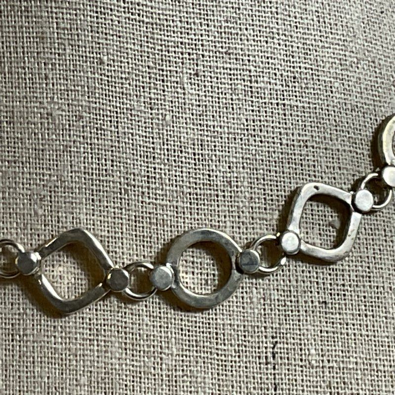 Sterling Silver Square/Round Link 16" Necklace- 35.37g