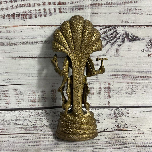 7" Brass Vishnu Figure Hindu Religious Sculpture