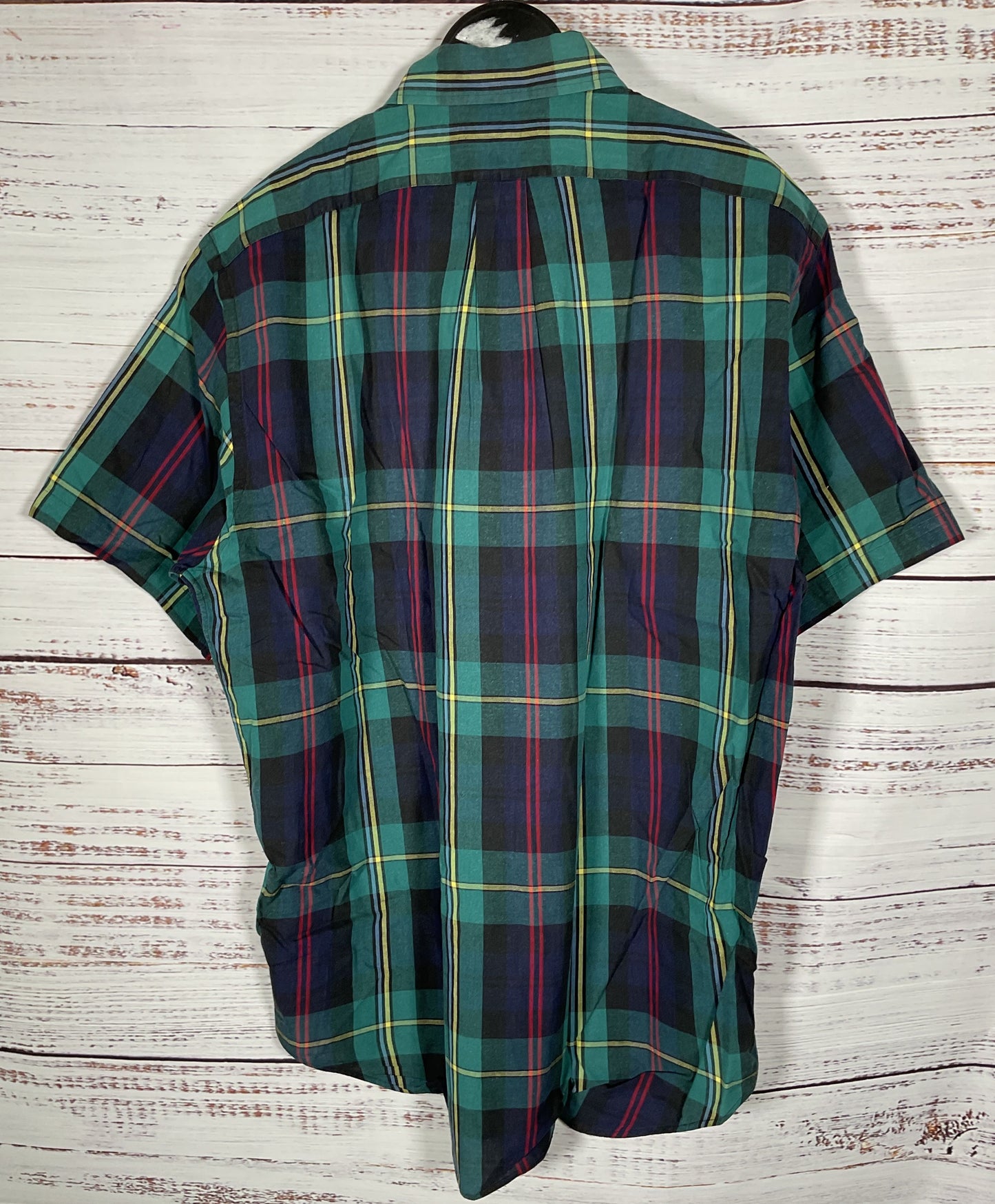 Vintage 1990's Ralph Lauren Men's Green Plaid Cotton Button Down Shirt Size M