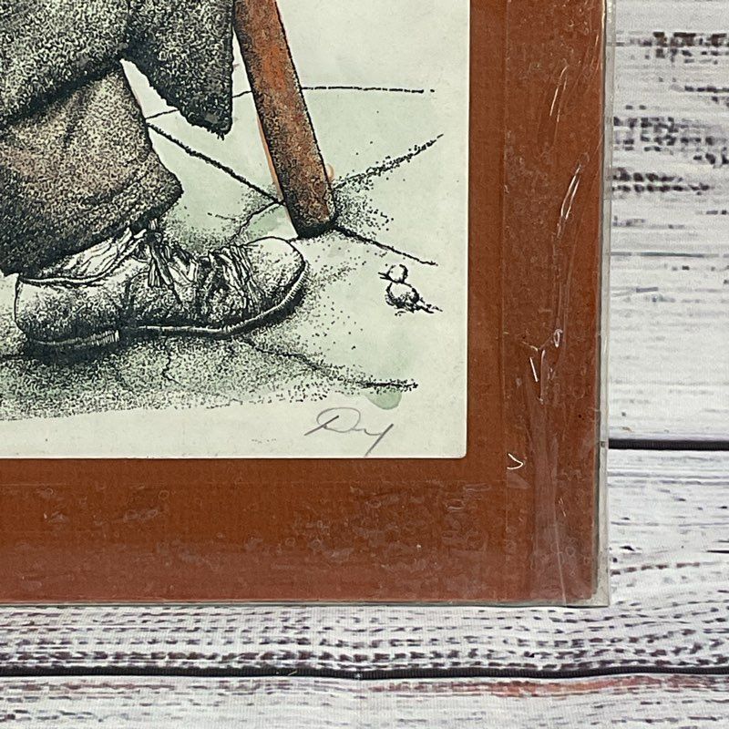 The Brush Man Lithograph Print by Seymour Rosenthal w/ Unknown Signature, Matted