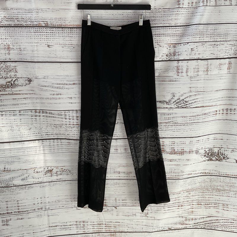 Sandro Paris Black Shear Mesh Lace Knee Pants - Size 34