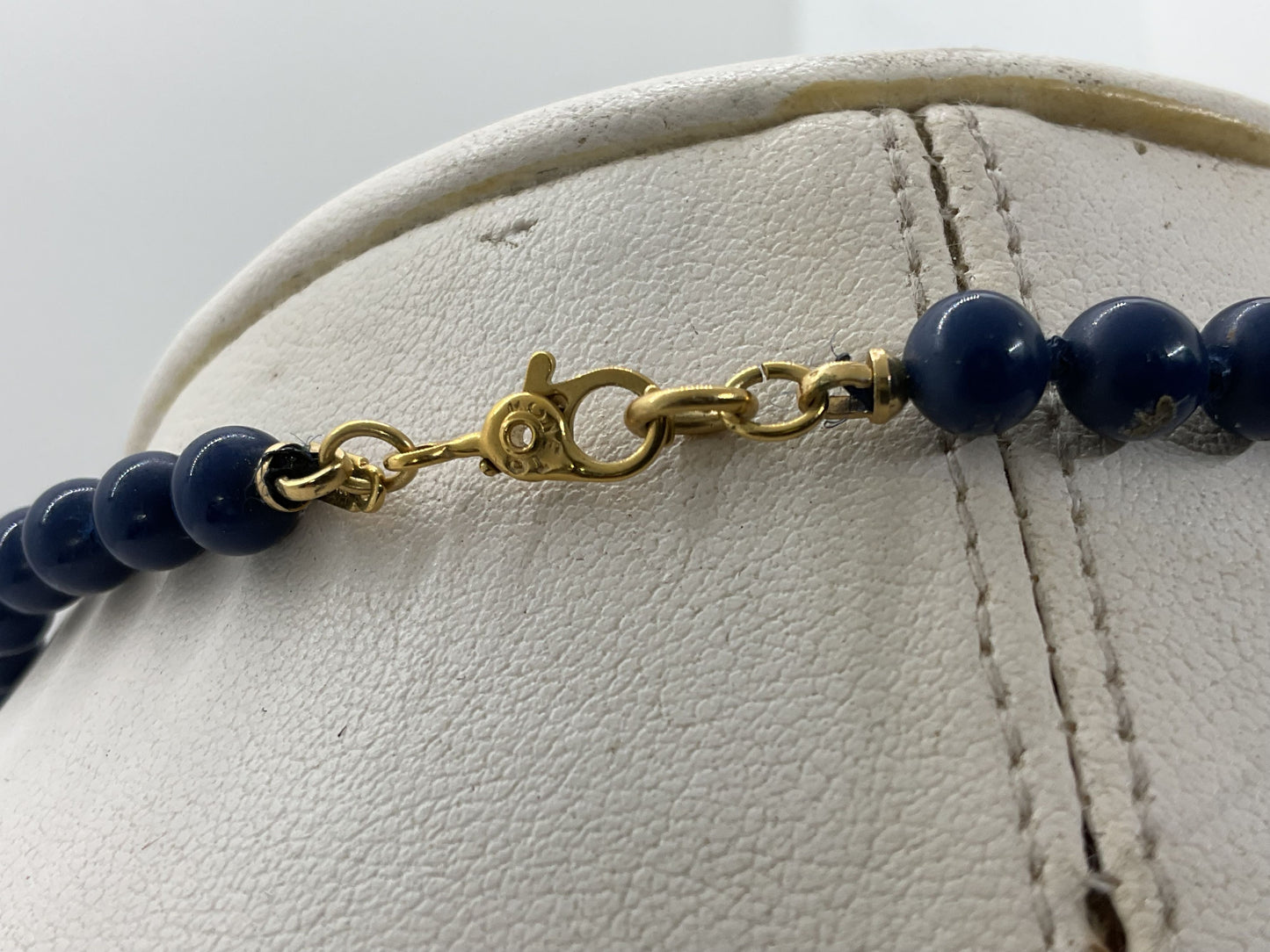 VTG. MONET Navy Blue Faux Pearl Beaded Necklace- 18"