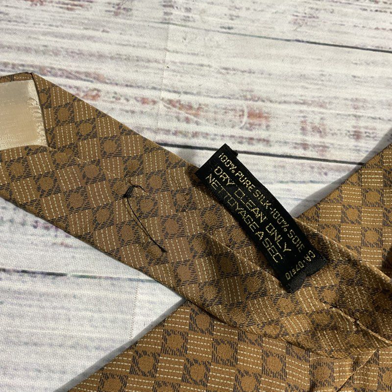Lot of 3 Vintage Giorgio Armani Brown Geometric Patterned 100% Silk Tie 57 in.