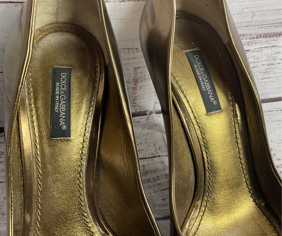 Dolce & Gabbana Patent Leather Pump Heels Bronze 36