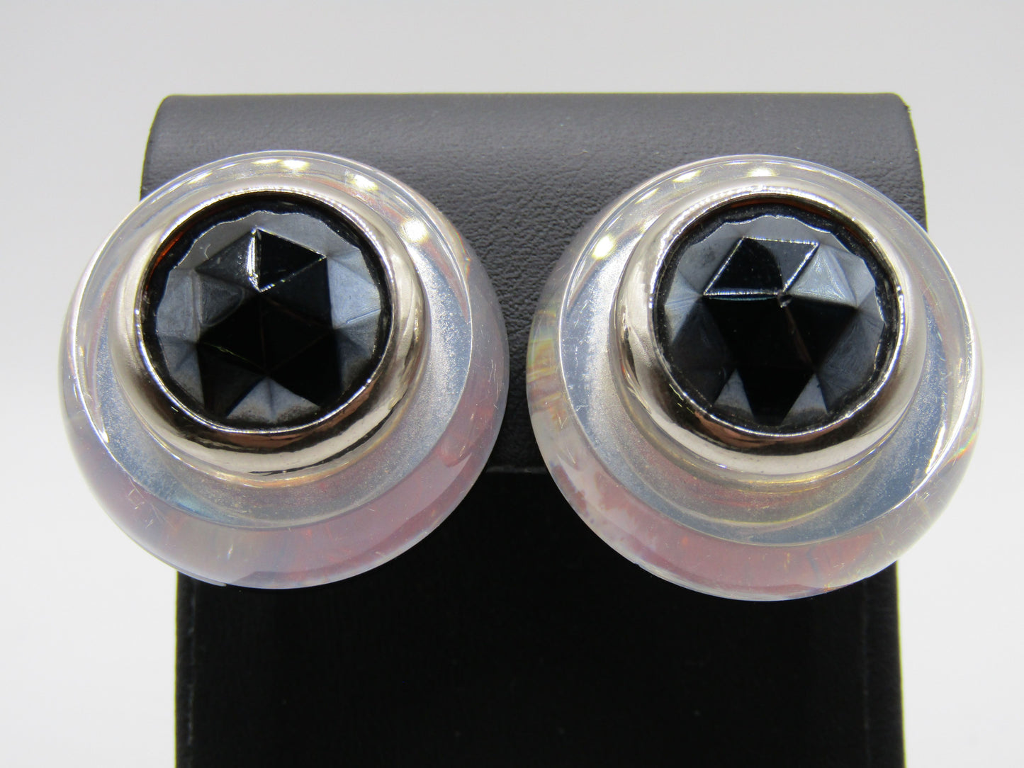 Vintage Diva Chunky Lucite Clip-On Earrings