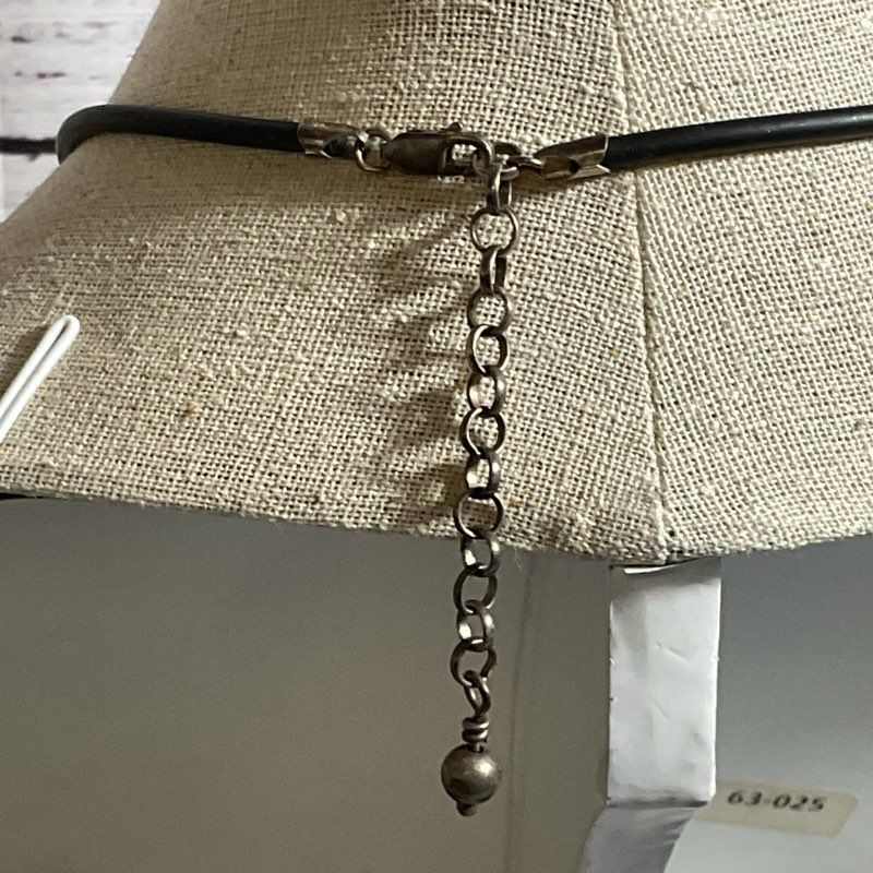 VTG. Modernist Sterling Silver Branch & Black Rubber 19" Necklace