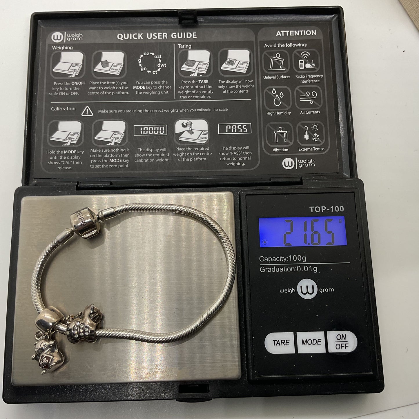 SOUFEEL Sterling Silver Cat Charms 6.5" Bracelet- 21.65g