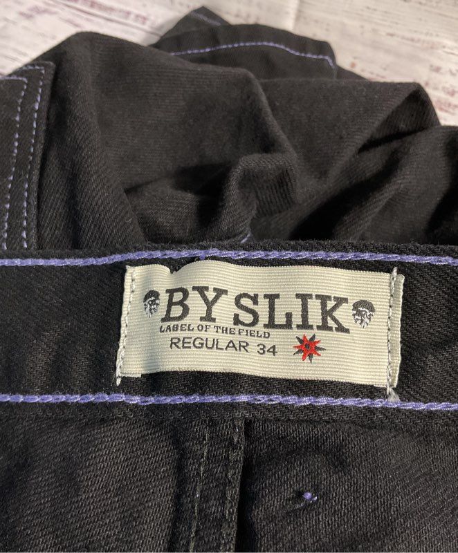 By Slik Skull Prayer Black Denim Jeans Black & Purple Goth Street Wear Size 34