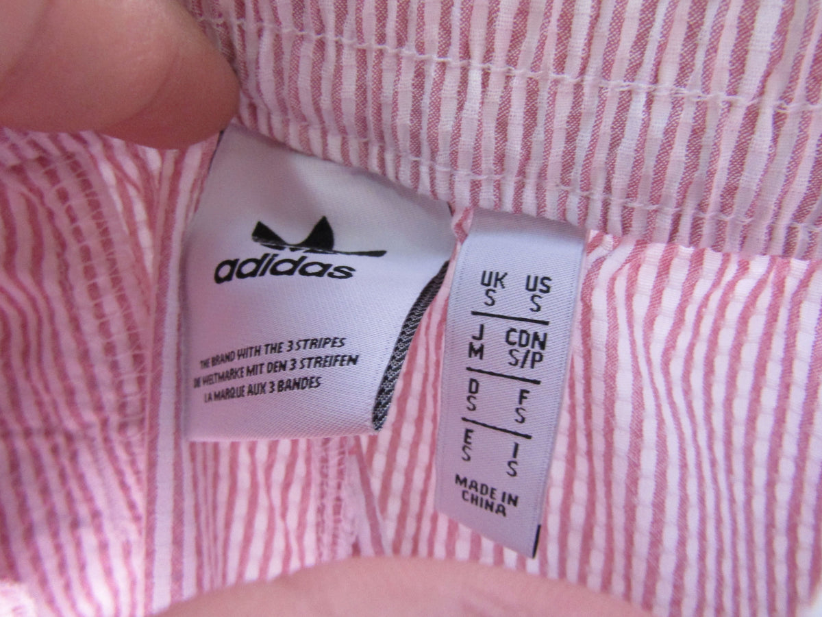 Adidas Seersucker Men's White & Pink Stripe Shorts Size S