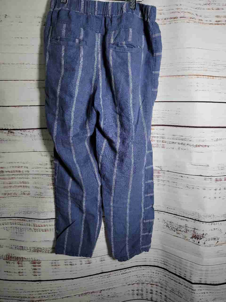 Women's Anthropologie Blue Linen pinstripe Pants Size XS