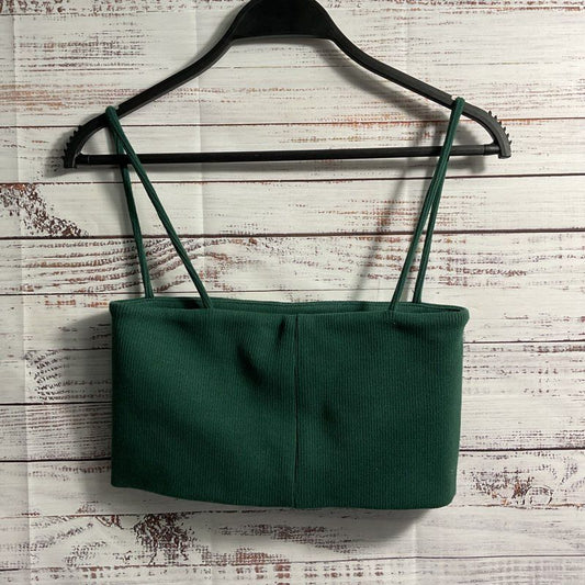 Orseund Iris Green Ribbed Poly Underwire Spaghetti Strap Cropped Tank Top sz S