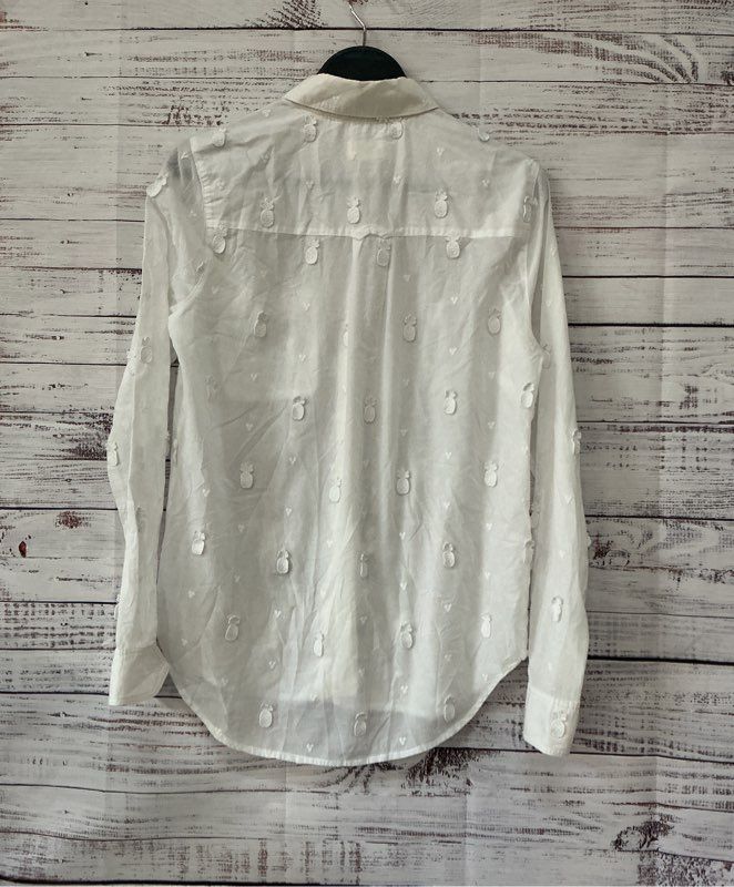 Women's Maeve By Anthropologie White Blouse w/Pineapple appliques Size 6