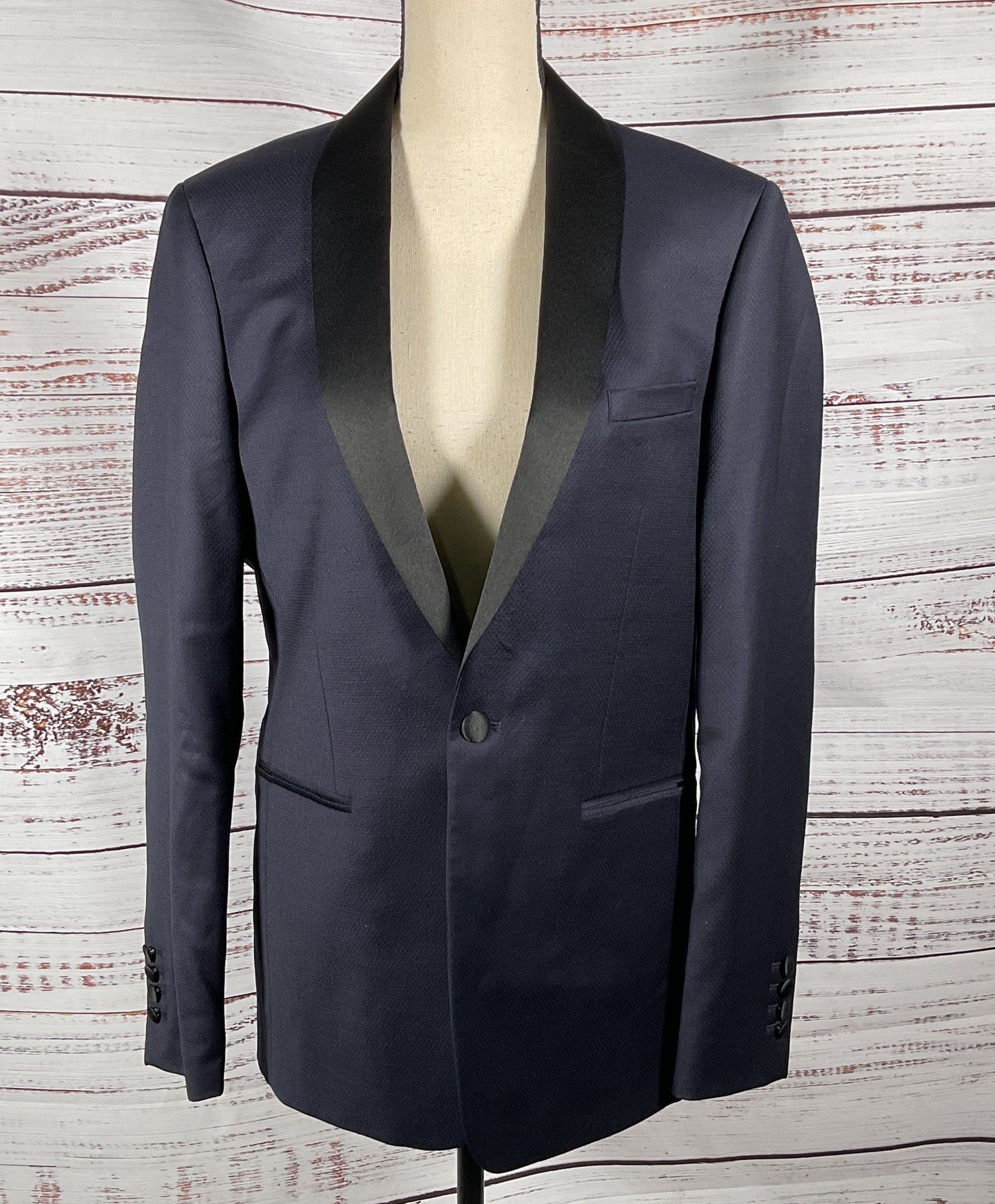 Sandro Shawl Collar Tuxedo Blazer Navy 48R