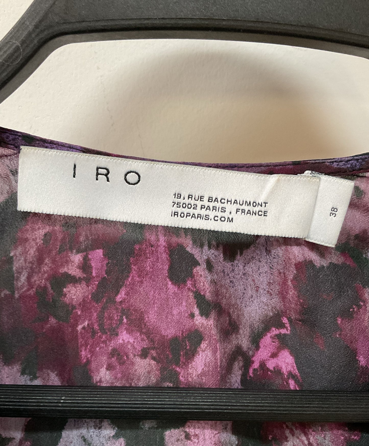 IRO Hush Women's Purple Printed Balloon Sleeve V-Neck Blouse Size 38