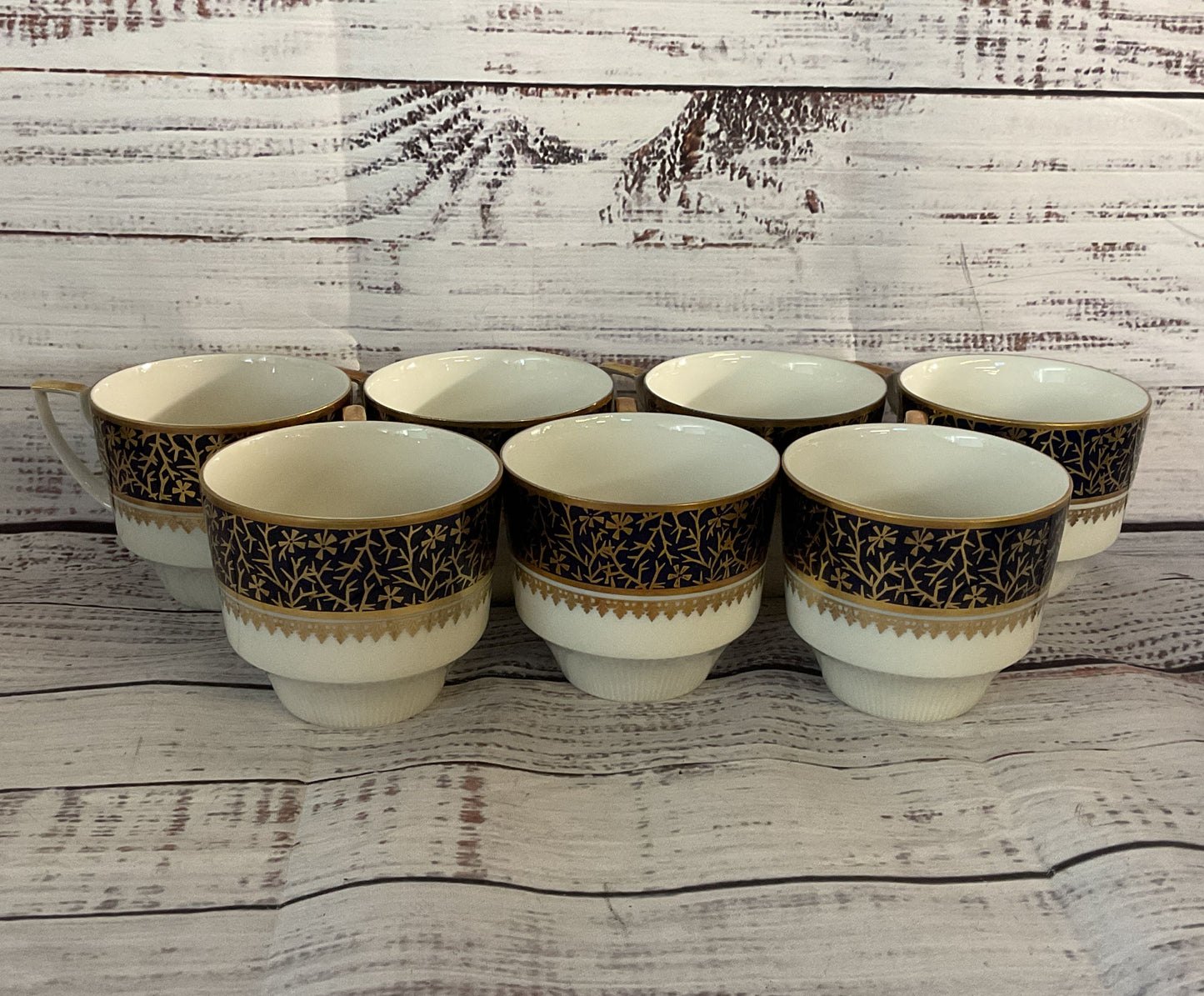 Pirken Hammer Vintage Czechoslovakian Porcelain Tea Set Blue Gold