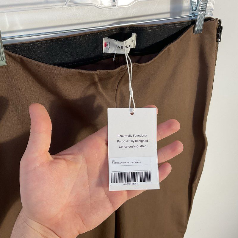 NWT Everlane Cocoa Brown Bi Stretch Cotton Work Pants - Size 10
