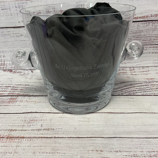 Tiffany & Co. Scroll Handled Crystal Ice Bucket Engraved March 17th 1997 Date 6"