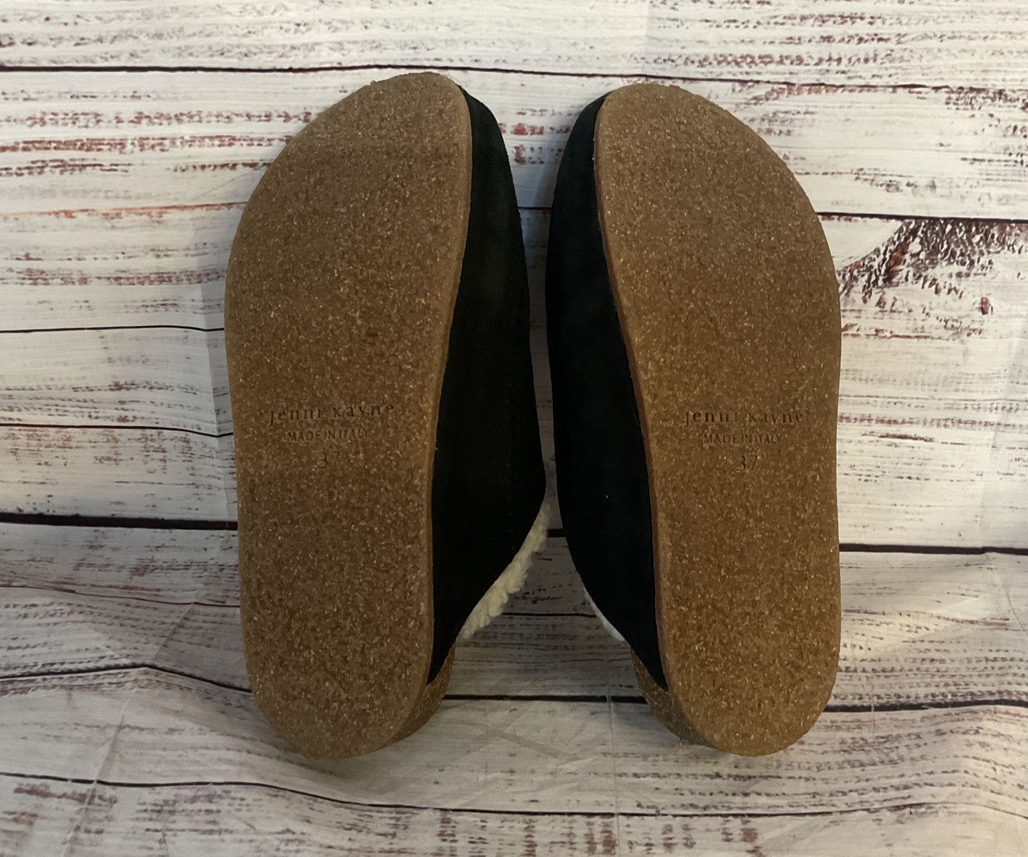 Jenni Kayne Suede Leather Shearling Lined Mules Black 6.5