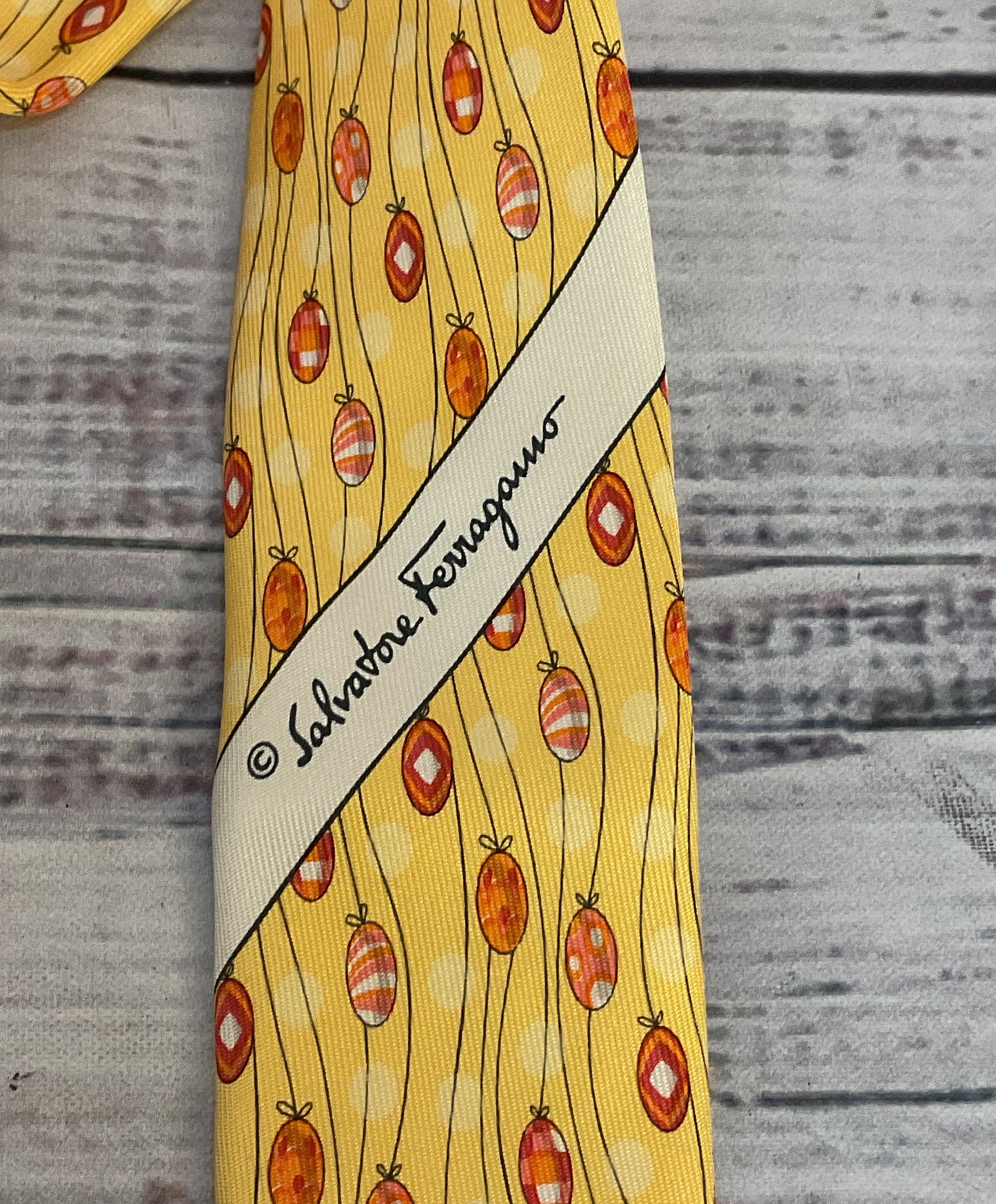 Salvatore Ferragamo Balloon Print Tie Yellow OS