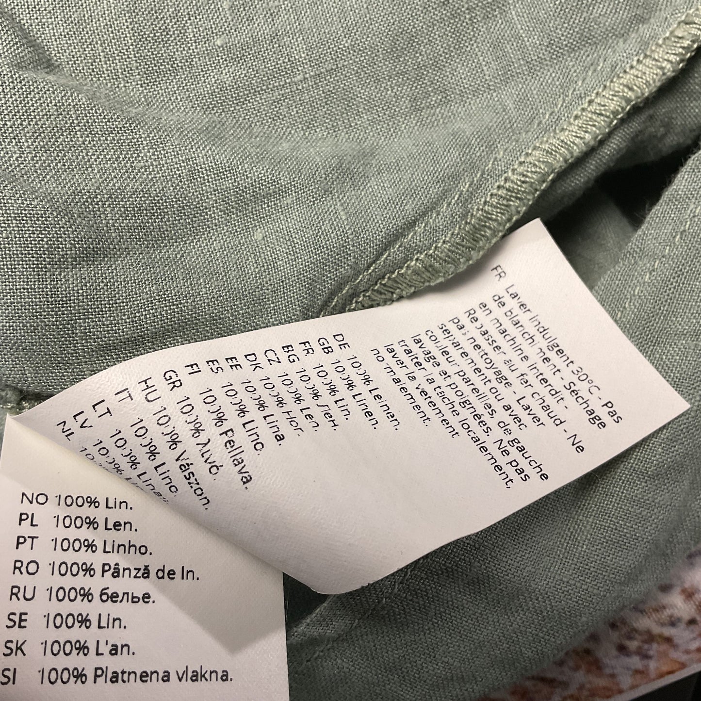 Oska Green Linen Long Sleeve Poncho Style Blouse Top Shirt - Size 2