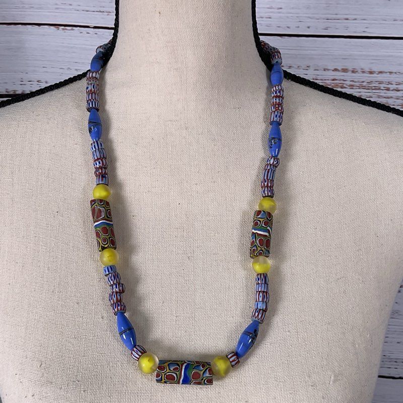 Set of 7 VTG. Multi Gemstone, Millefiori and Glass Beaded Necklaces