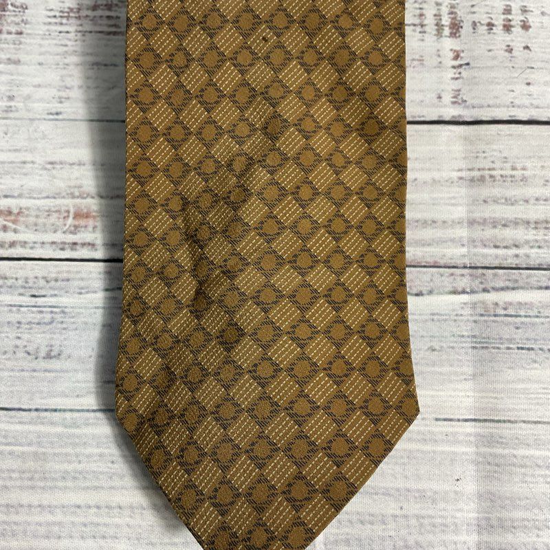 Lot of 3 Vintage Giorgio Armani Brown Geometric Patterned 100% Silk Tie 57 in.