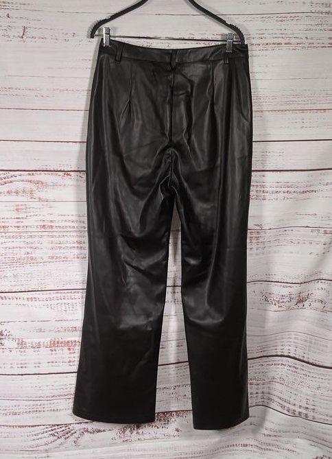 Commense Faux Leather Wide Leg Pants Black L