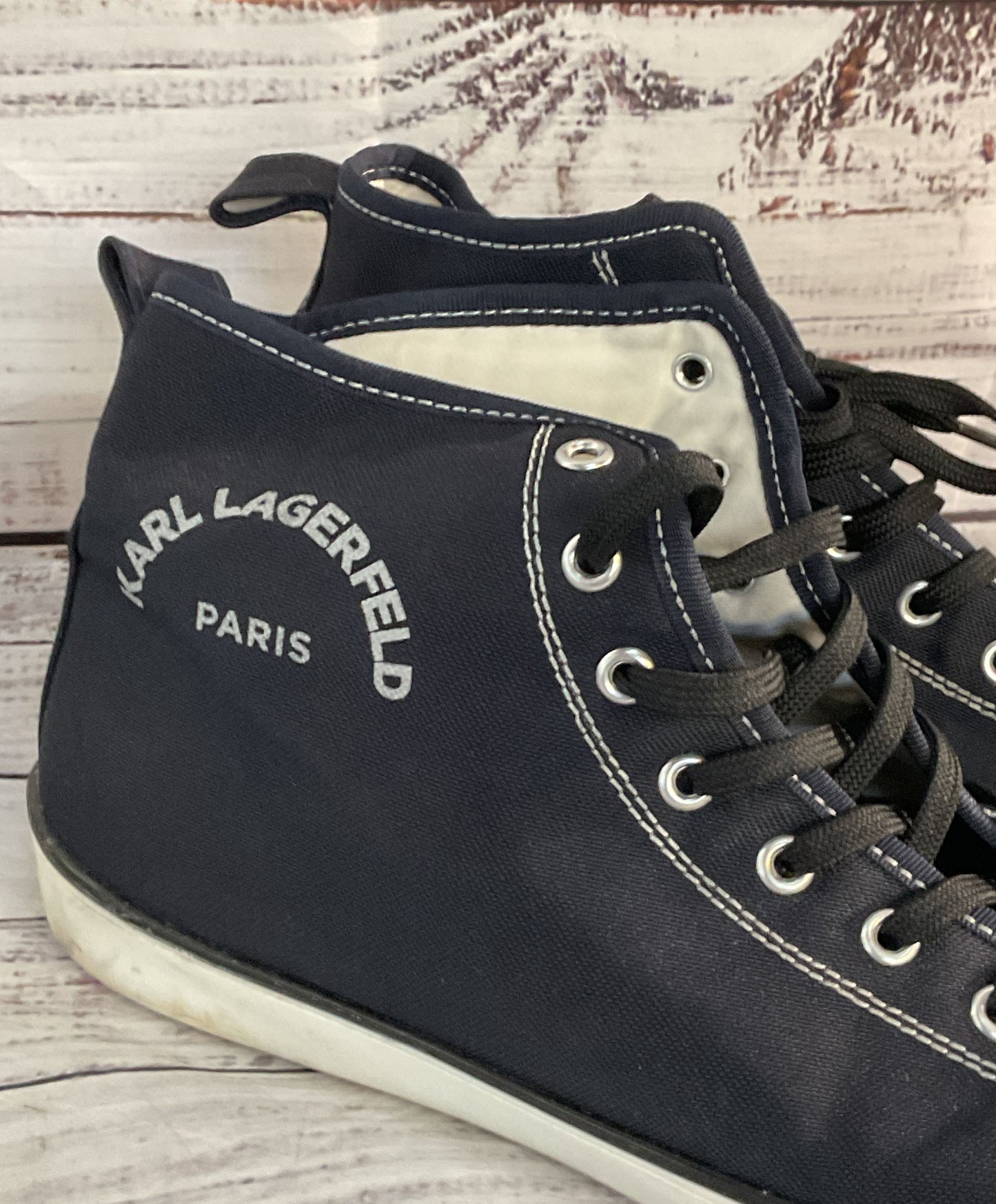 Karl Lagerfeld Paris Canvas High Top Sneakers Black 10