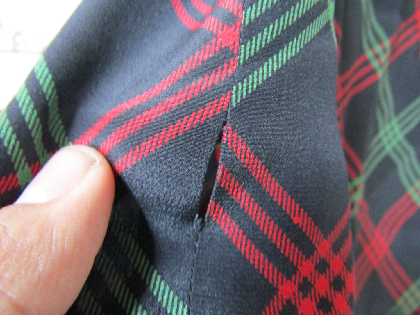 Vintage Adolfo at Saks Fifth Avenue Women's Red Green Plaid Silk Blouse Size S