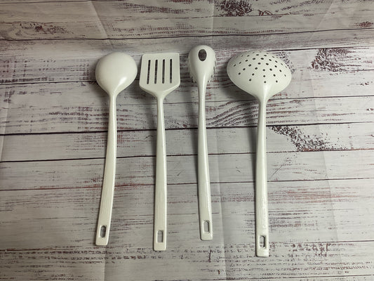 Copco Set Of 4 White Serving Utensils Spatula Spoon Pasta
