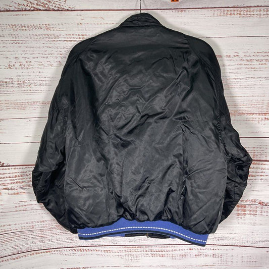 VTG. Point Zero Black Satin Purple Accent Full Zip Bomber Jacket - Size M