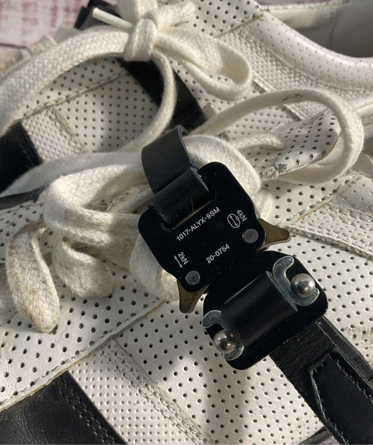 1017 ALYX 9SM Buckle Strap Black & White Leather Rubber Low Sneakers 45EU/12US