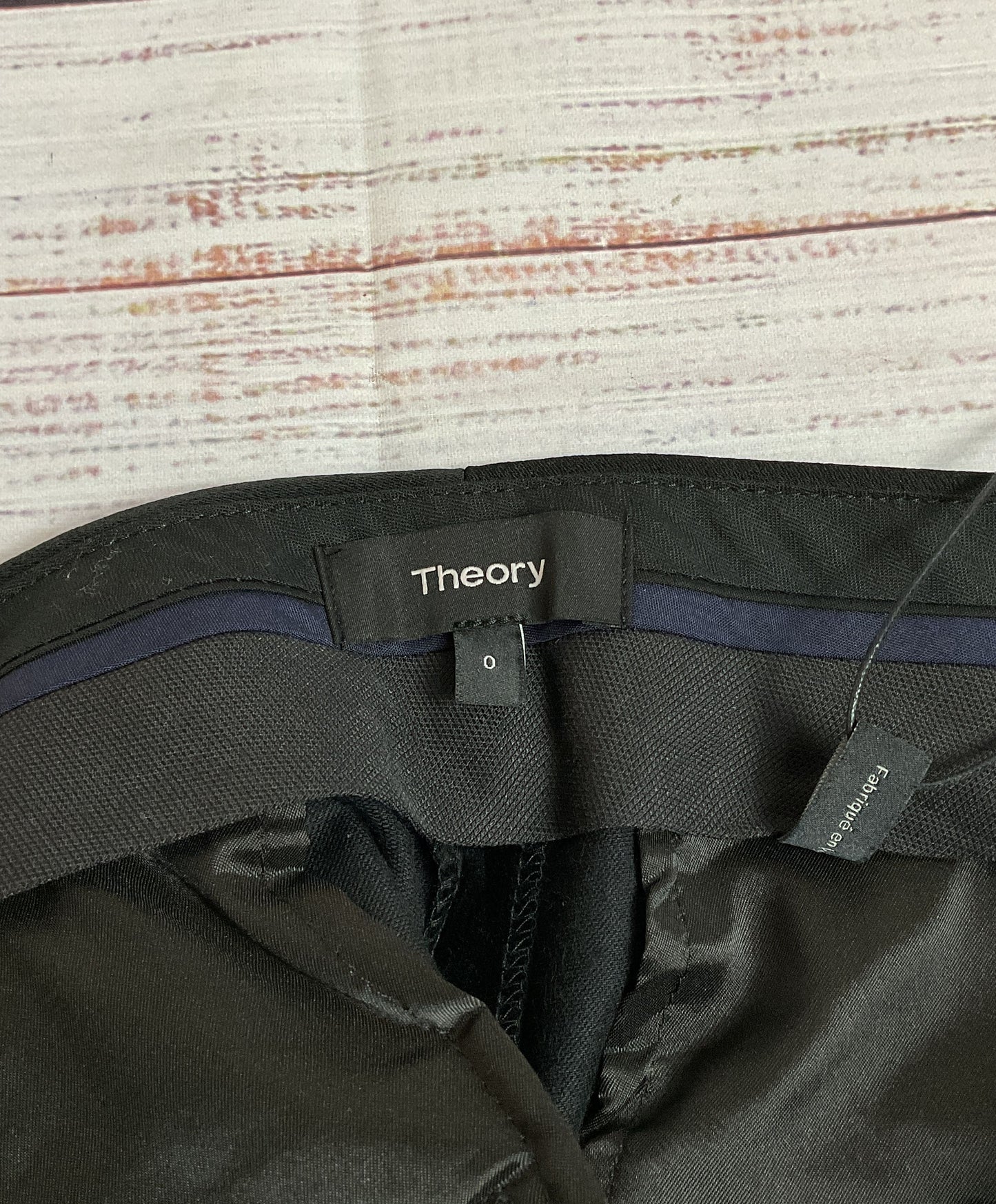 NWT Theory Black Stretch Velvet Straight Trouser - Size 0 RETAILS: $325