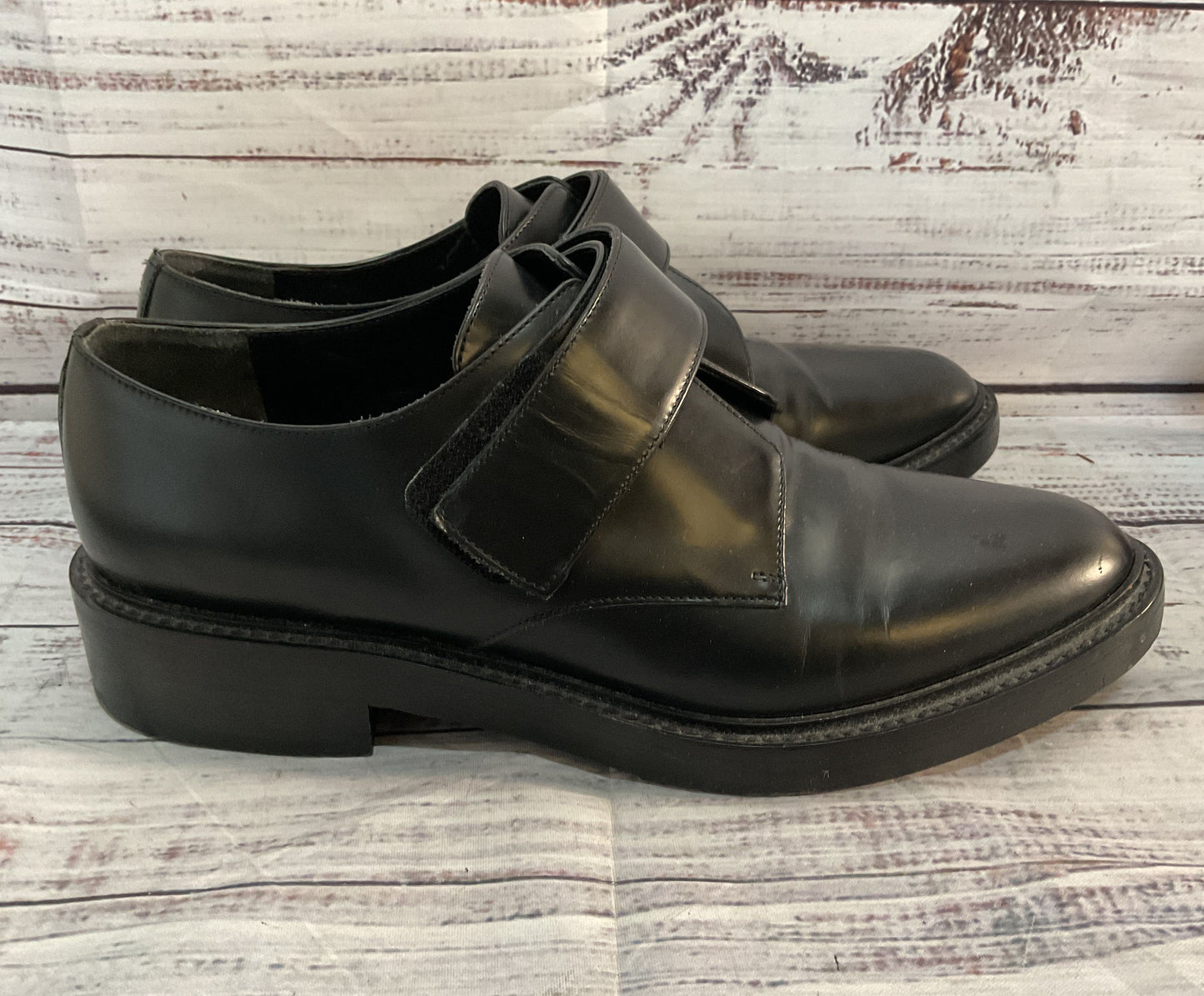 Vince Wren Leather Pointed Toe Slip On Oxford Loafers Black 8.5