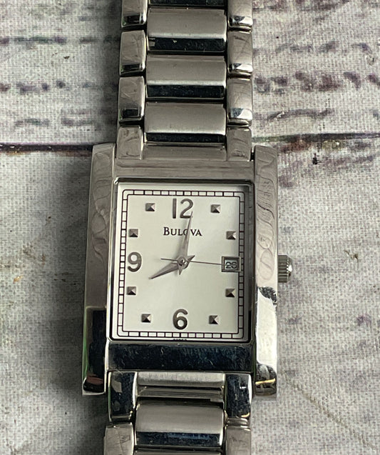 Bulova Vintage Japan Quartz Untested Watch Stainless Steel