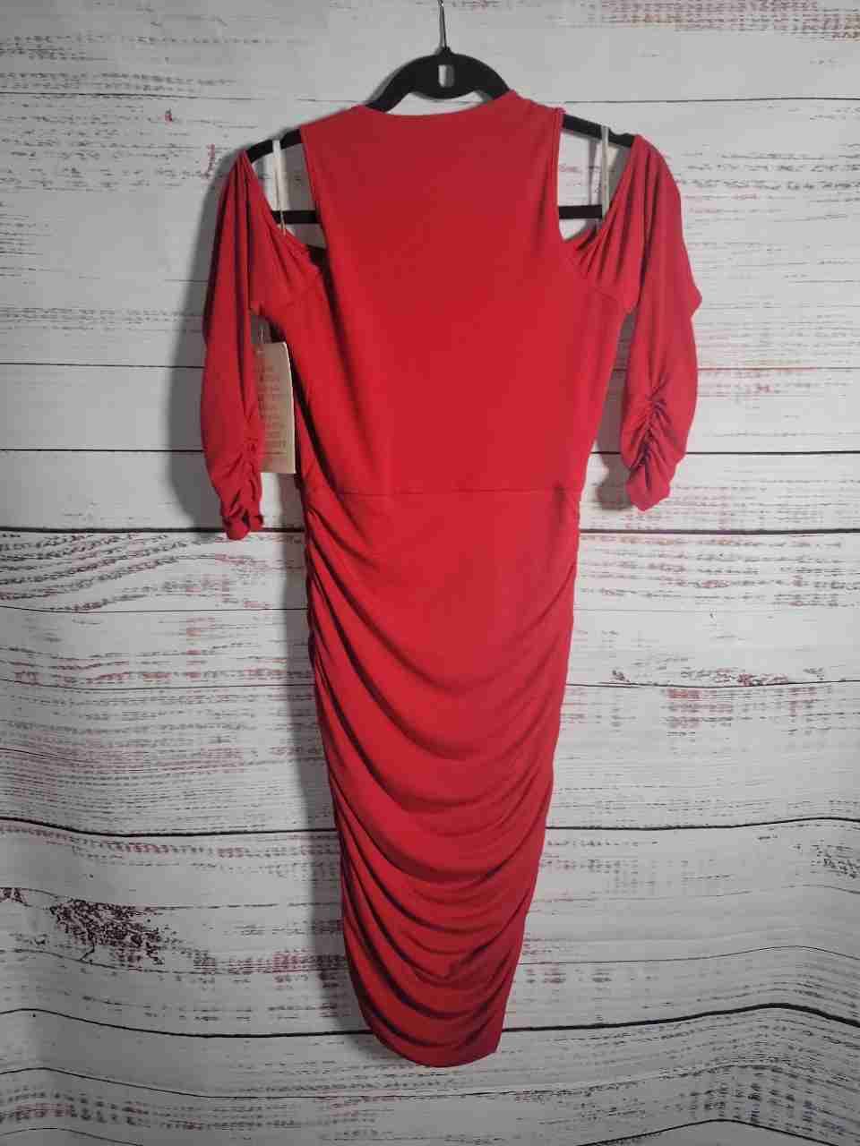 NWT Women's Boston Proper Red Cold Shoulder Dress Size 2