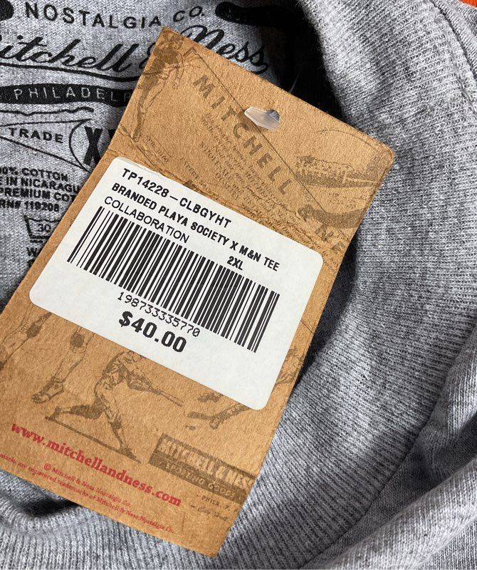Mitchell & Ness Unisex Playa Society WBB T Shirt Gray XXL