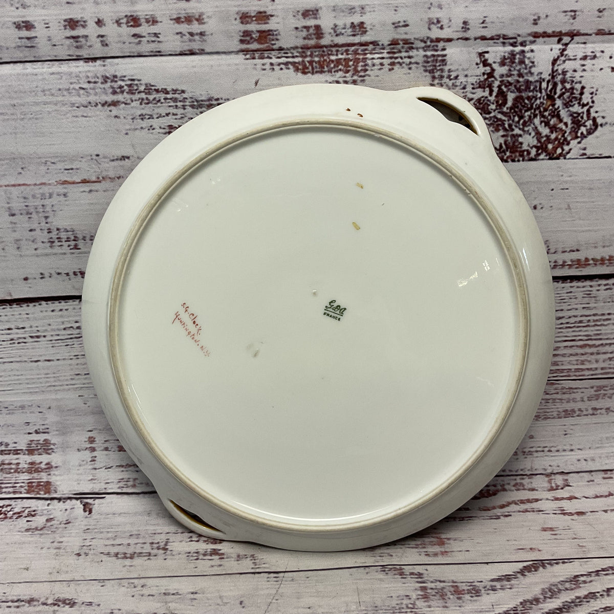 GDA Limoges France Porcelain Purple Hand Painted Flowers Gilded Handled Plate