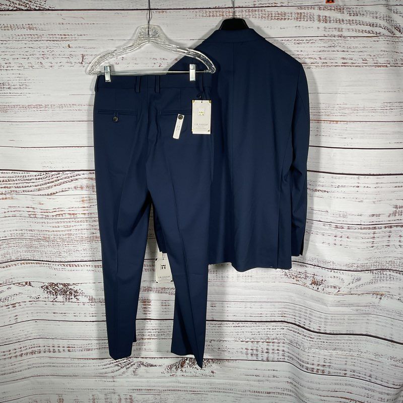 NWT J.M. Haggar Blue Shadow Check 2-Piece Suit (Jacket 36 Reg, Pants 30x30)