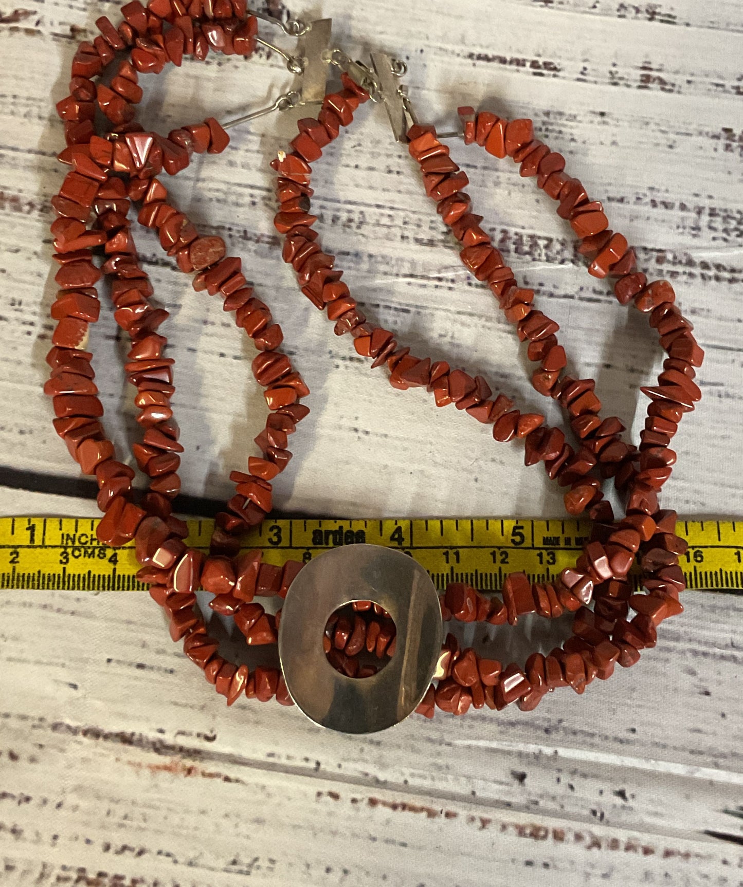 Red Jasper Beaded Sterling Silver Vintage Necklace Choker