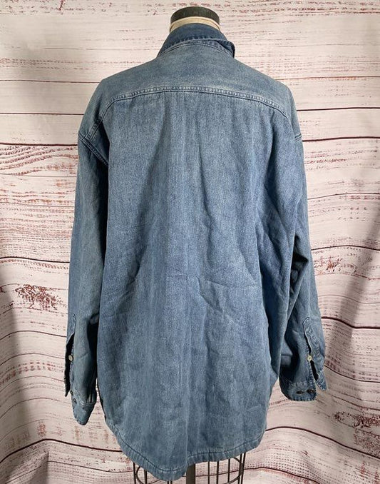 Orvis Men's Heavyweight Fleece Line Denim Shirt Blue XXL