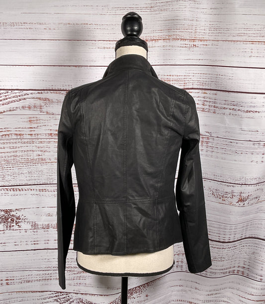 Vince Leather Open Front Cardigan Black XS